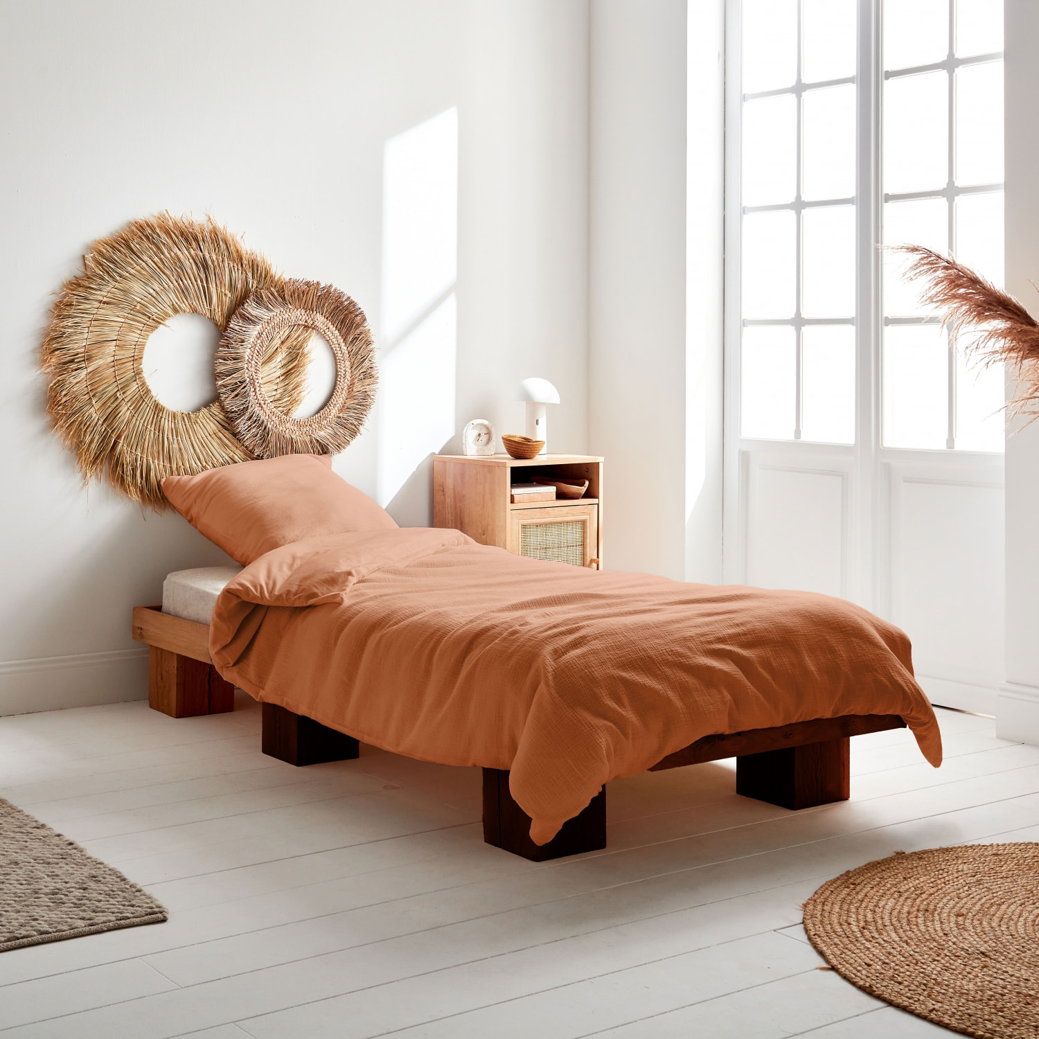 Parure de lit gaze de coton terracotta ALIX