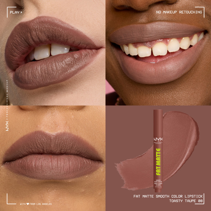 NYX Profesional Makeup Fat Matte Rouge à Lèvres Mat Confort Lissant - Toasty Taupe