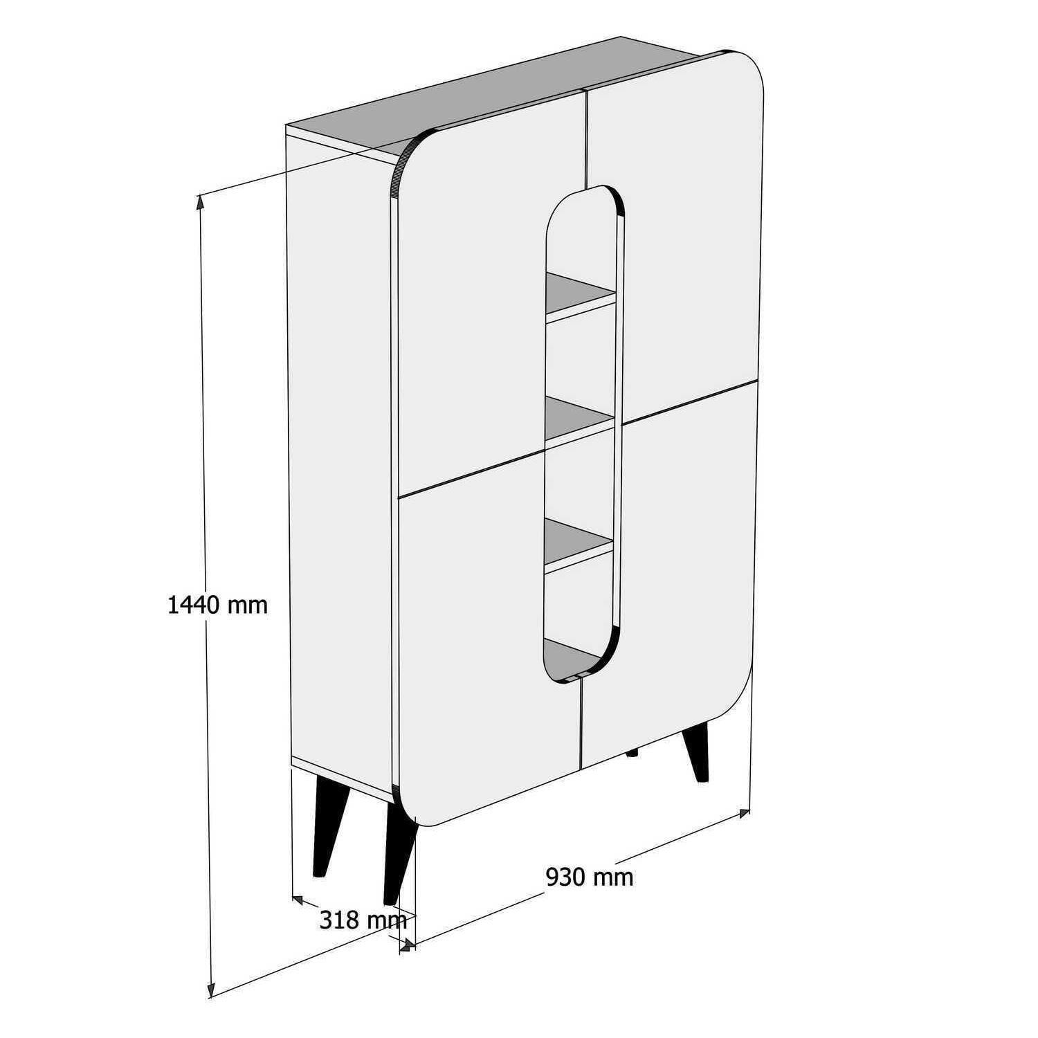 Credenza Dgaudenz, Buffet da soggiorno, Madia da salotto, Dispensa da cucina, 93x32h144 cm, Noce e Bianco