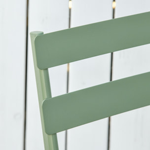 Salon de jardin bistro pliable - table ronde Ø 60 cm avec 2 chaises pliantes - métal thermolaqué vert d'eau