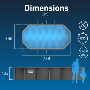 Bestway Piscine acier ovale Bestway Hydrium 732 x 366 x 132 cm gris foncé