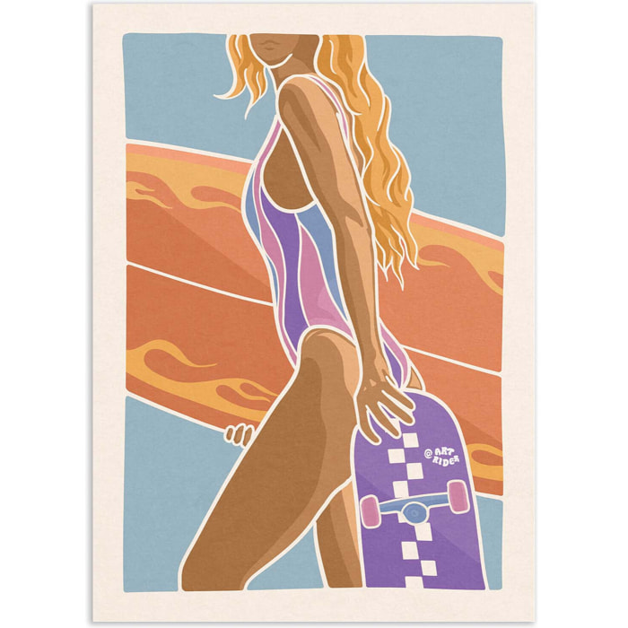 Affiche - Skate and surf fire - Art Rider