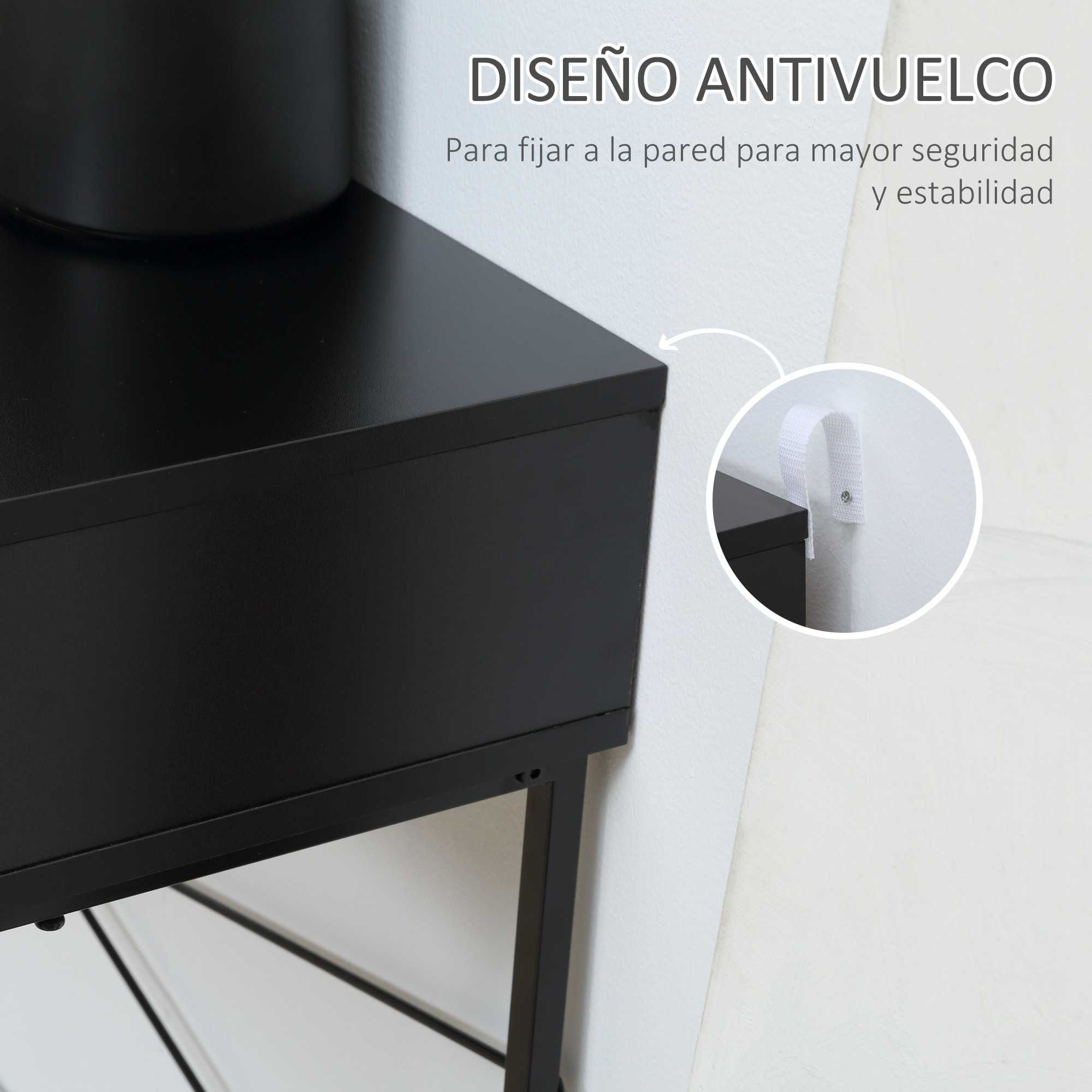 Mesa de Consola Estrecha Mueble Recibidor Mesa de Sofá con 2 Cajones Diseño de Líneas Talladas Estilo Moderna para Pasillo Entrada Salón Dormitorio 100x30x75 cm Negro y Roble