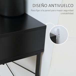 Mesa de Consola Estrecha Mueble Recibidor Mesa de Sofá con 2 Cajones Diseño de Líneas Talladas Estilo Moderna para Pasillo Entrada Salón Dormitorio 100x30x75 cm Negro y Roble