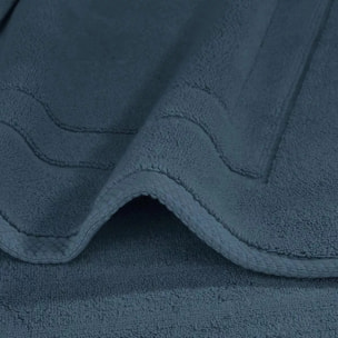 Tapis de bain pur coton 900 g/m² uni bleu Elea bleu ardoise