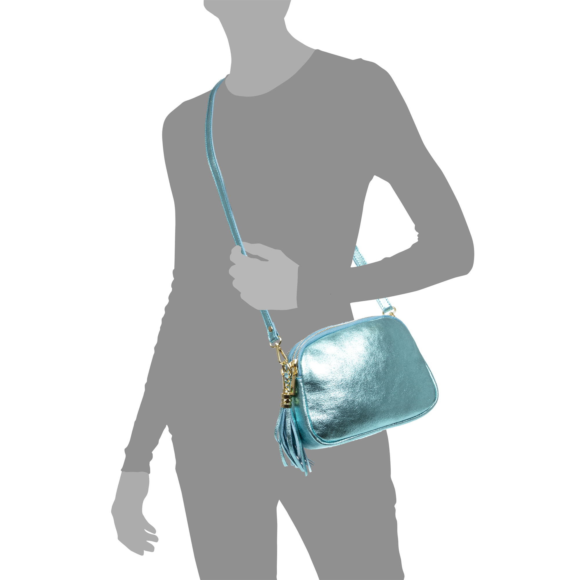 Aliminusa bolso bandolera Mujer. Piel auténtica Gamuza Lacada.