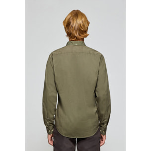 Camicia Princeton in twill verde kaki con logo Rigby Go
