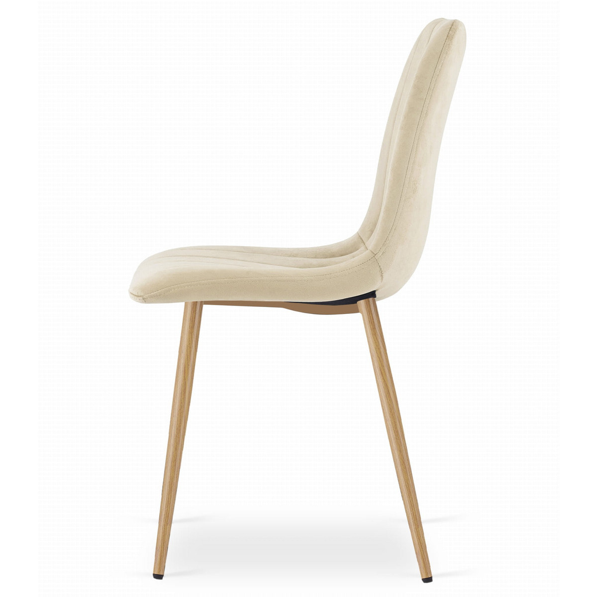 Set di 3 sedie Lava in velluto beige e gambe effetto legno