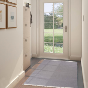 Tapis Kilim tissé à la main en laine uni gris