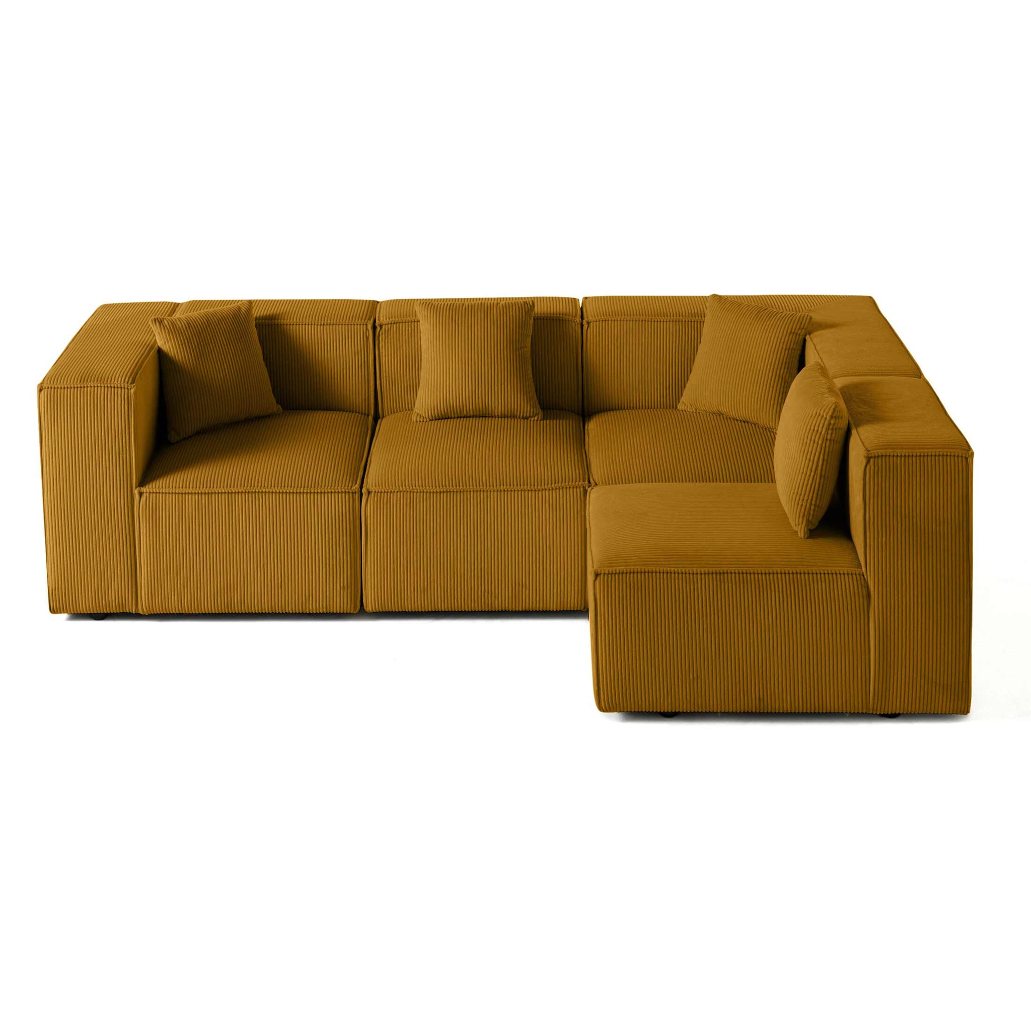 Arty - canapé modulable d'angle droit 4 places - en velours côtelé - Jaune