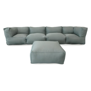 VERONE Salon de jardin modulable 5 places vert en tissu déperlant