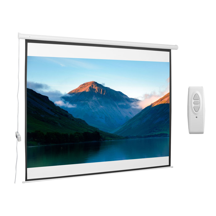 Pantalla de Proyector Eléctrica 120 Pulgadas Pantalla de Proyección Portátil Formato 4:3 con Mando a Distancia Tela de Proyección para Interior y Exterior 244x183 cm Blanco