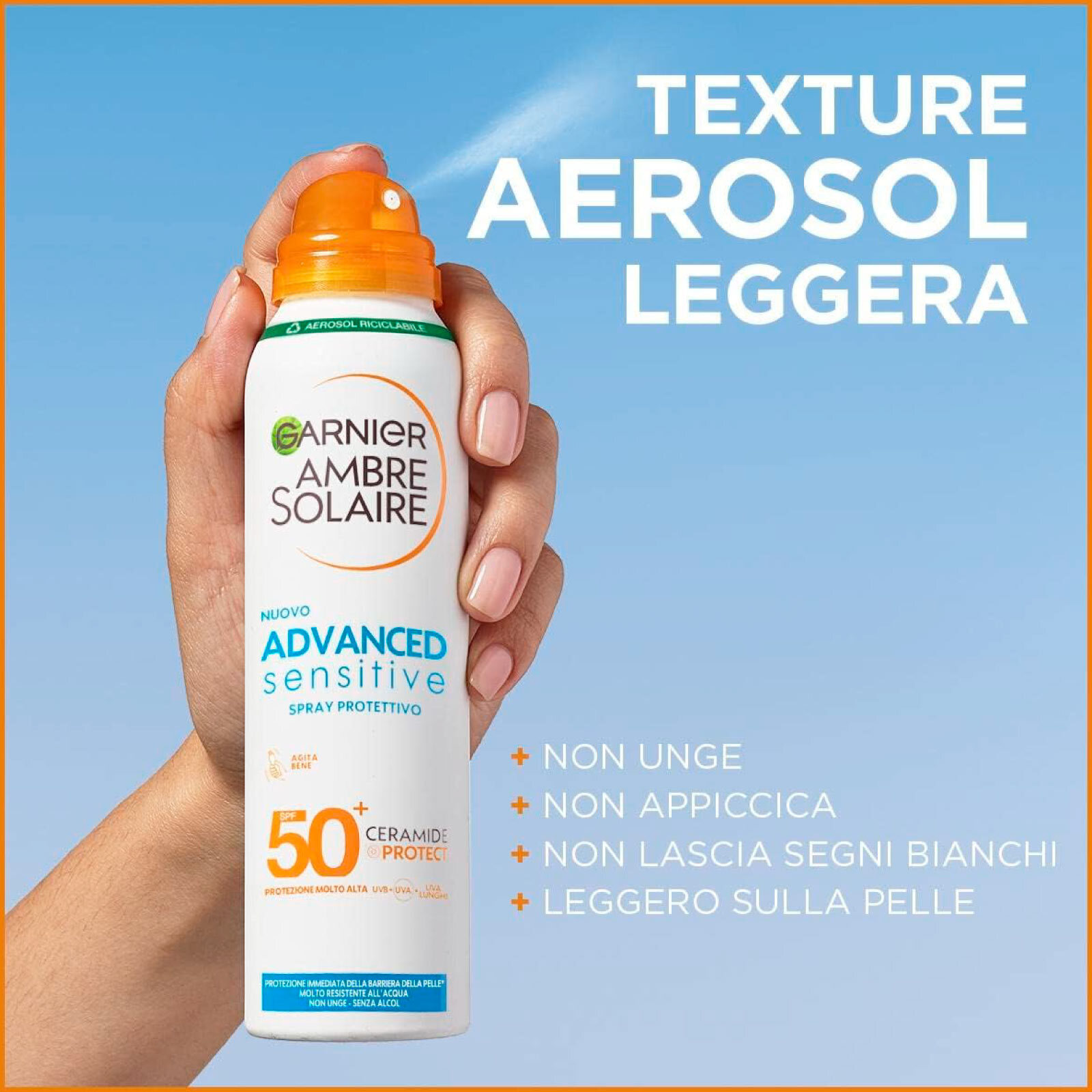 Spray Solare Protettivo Advanced Sensitive Ipoallergenico SPF 50+ Protezione Molto Alta - Flacone da 150ml