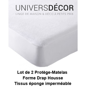 Lot de 2 Protèges matelas imperméable, absorbant et anti-acariens 160 x 200 cm