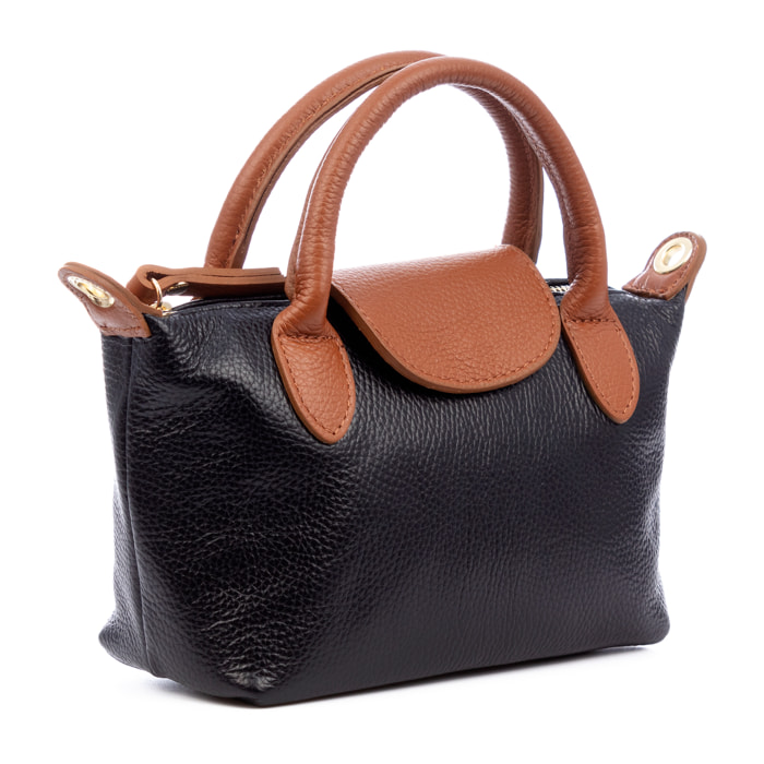 Aurano bolso bandolera tipo Tote mujer. Piel auténtica Dollaro bitono.