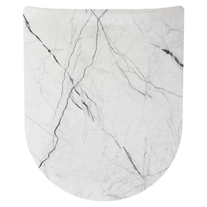 Abattant wood slim déclipsable  - Effet marbre de Carrare - Blanc