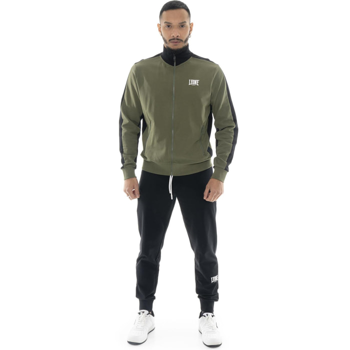 Tuta da uomo in cotone non garzato con colletto e zip Leone Basic