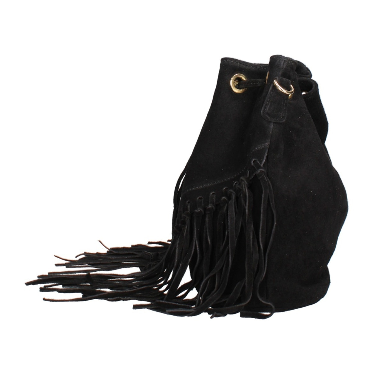 Borsa a secchiello da donna Made in Italy - Modello Umbria Plus - Pelle scamosciata - 25.0 x 22.0 x 13.0 cm