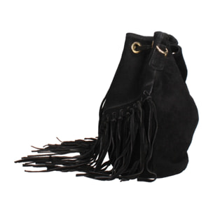 Borsa a secchiello da donna Made in Italy - Modello Umbria Plus - Pelle scamosciata - 25.0 x 22.0 x 13.0 cm