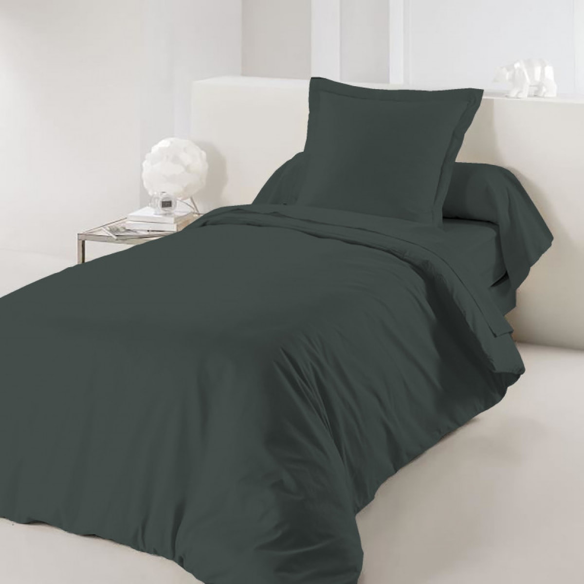 Housse de couette Anthracite / 100% Coton / 57 Fils/cm²