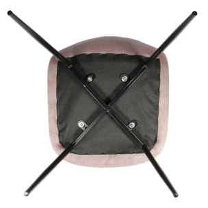 Chaise Velours Cotele Giulia Rose - Lot De 2