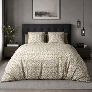 Parure de couette 3pcs avec taies oreiller 100% microfibre 60gsm - carmel