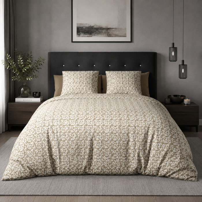 Parure de couette 3pcs avec taies oreiller 100% microfibre 60gsm - carmel