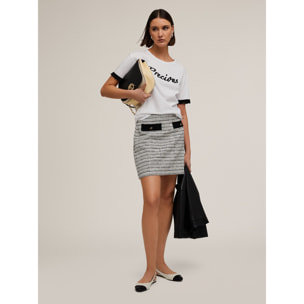 Motivi - Camiseta de algodón con texto en cuentas - Blanco