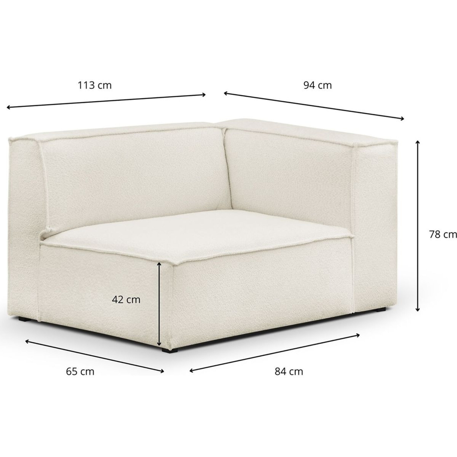 Canapé d'angle à gauche modulable 3 places en tissu bouclette - REZIA