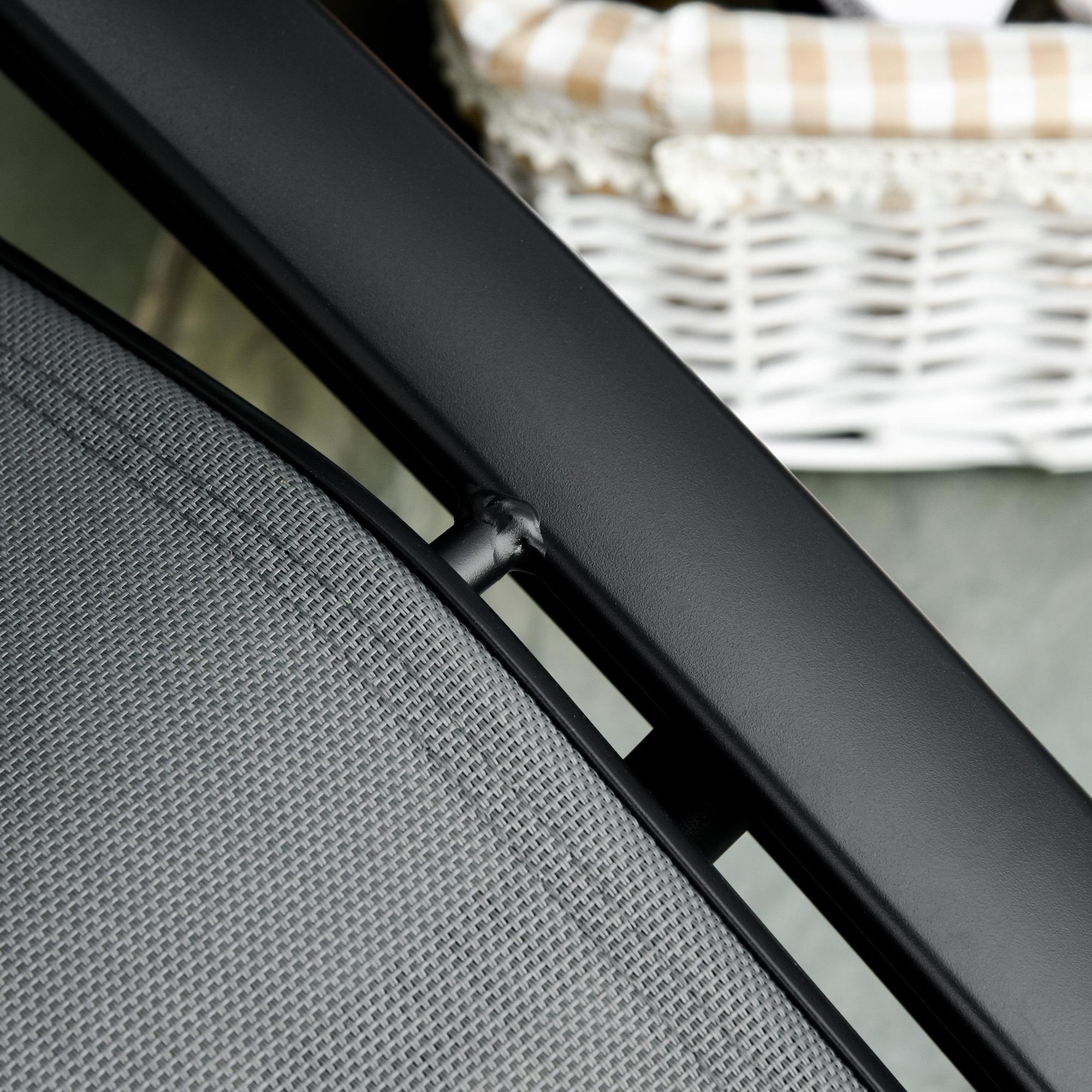 Bain de soleil transat design contemporain inclinable multi-positions tétière amovible incluse alu textilène gris