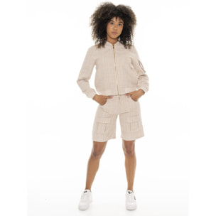 Short de mujer Leone Chic Boxing de bouclé con bolsillos grandes