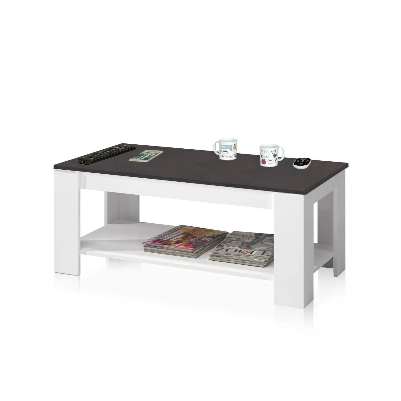 Mesa de centro elevable Ambit Blanco Artik (Blanco Mate) - Óxido