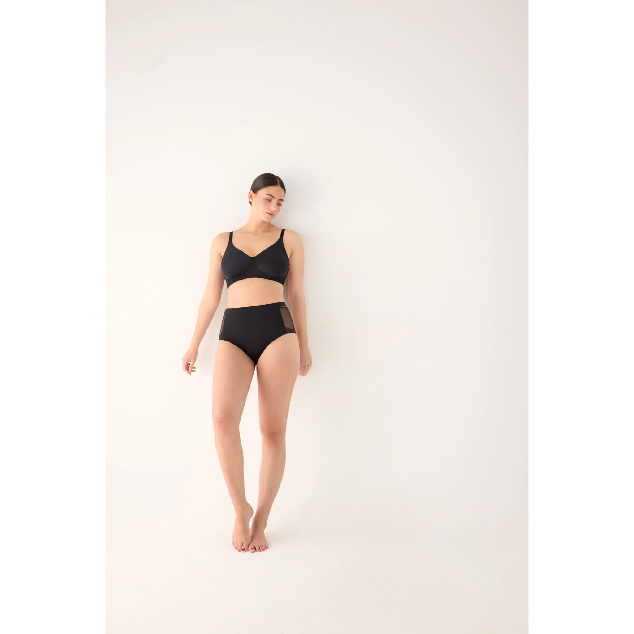 Slip vita alta donna Nero