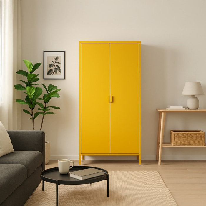 Armadio in metallo 2 ante 80x40x170h cm senape - Pop