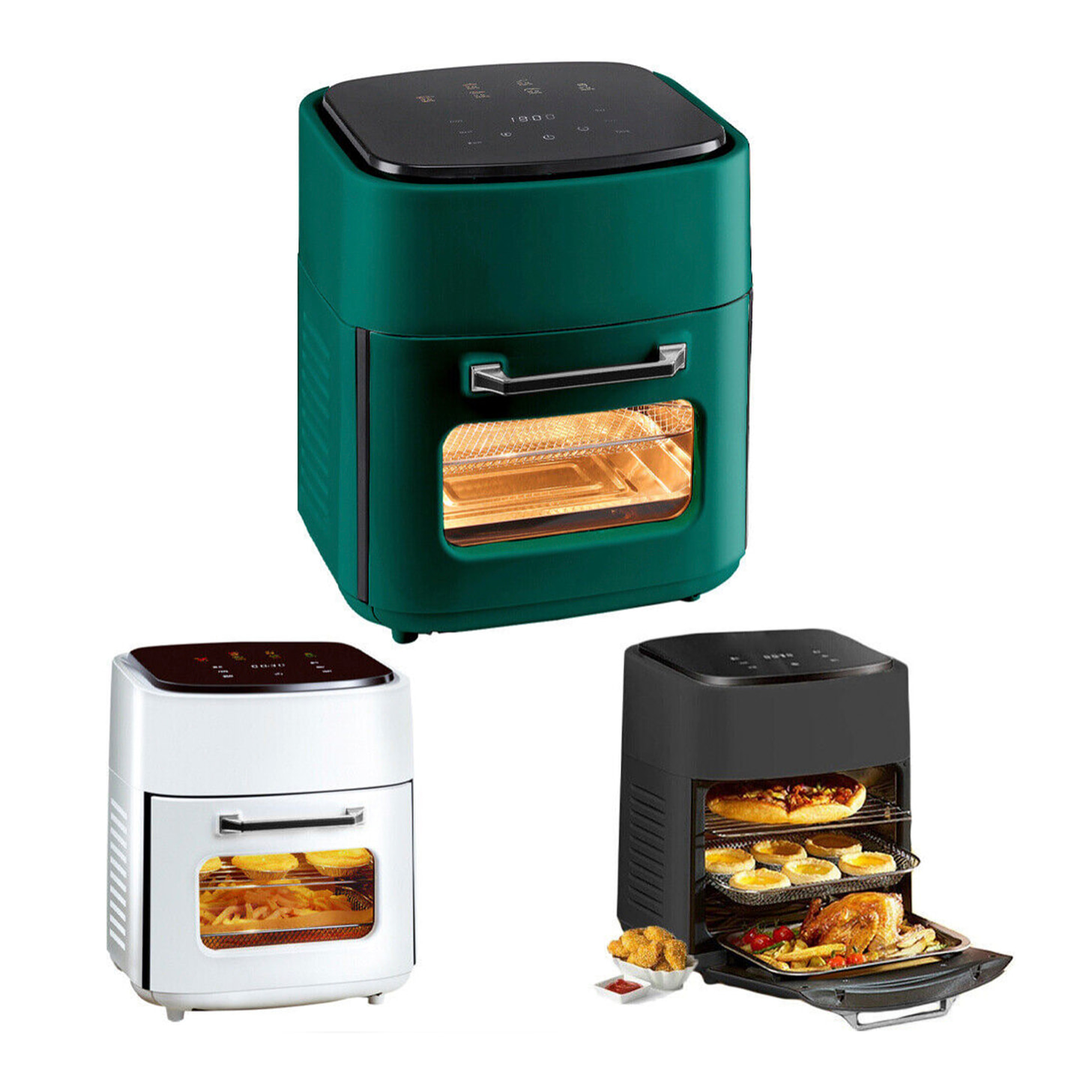 Freidora de aire 2 en 1 con horno. 15L, 1800W. Panel táctil, calentamiento 3D, rejilla antiadherente de acero inoxidable. PRODUCTO CON EMBALAJE DETERIORADO.