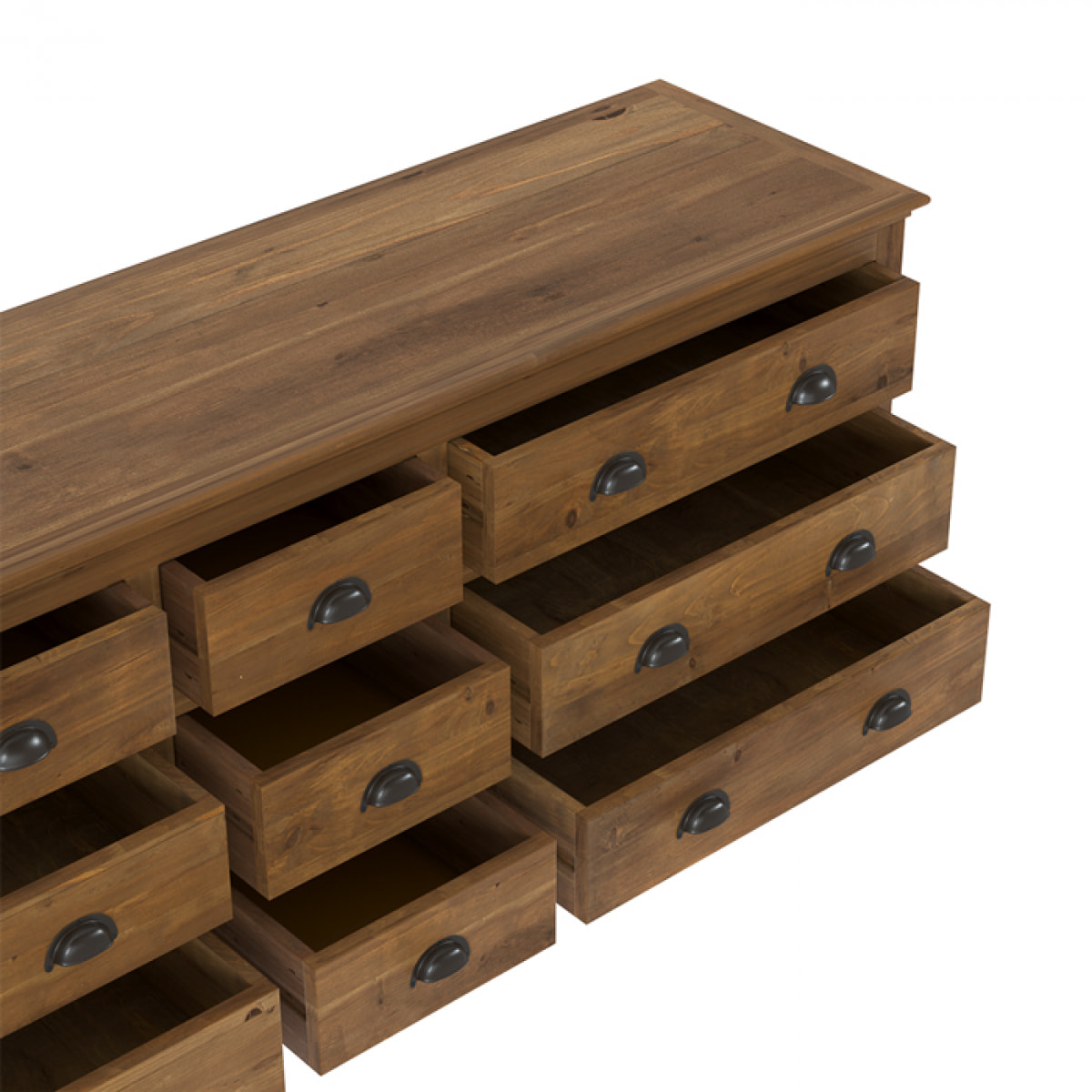 Buffet 9 tiroirs en bois de cèdre recyclé - Tobias