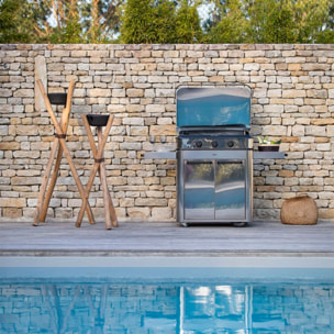 Plancha gaz ENO Combo enosign 80 inox 3 brûleurs sur chariot, 69x40 cm