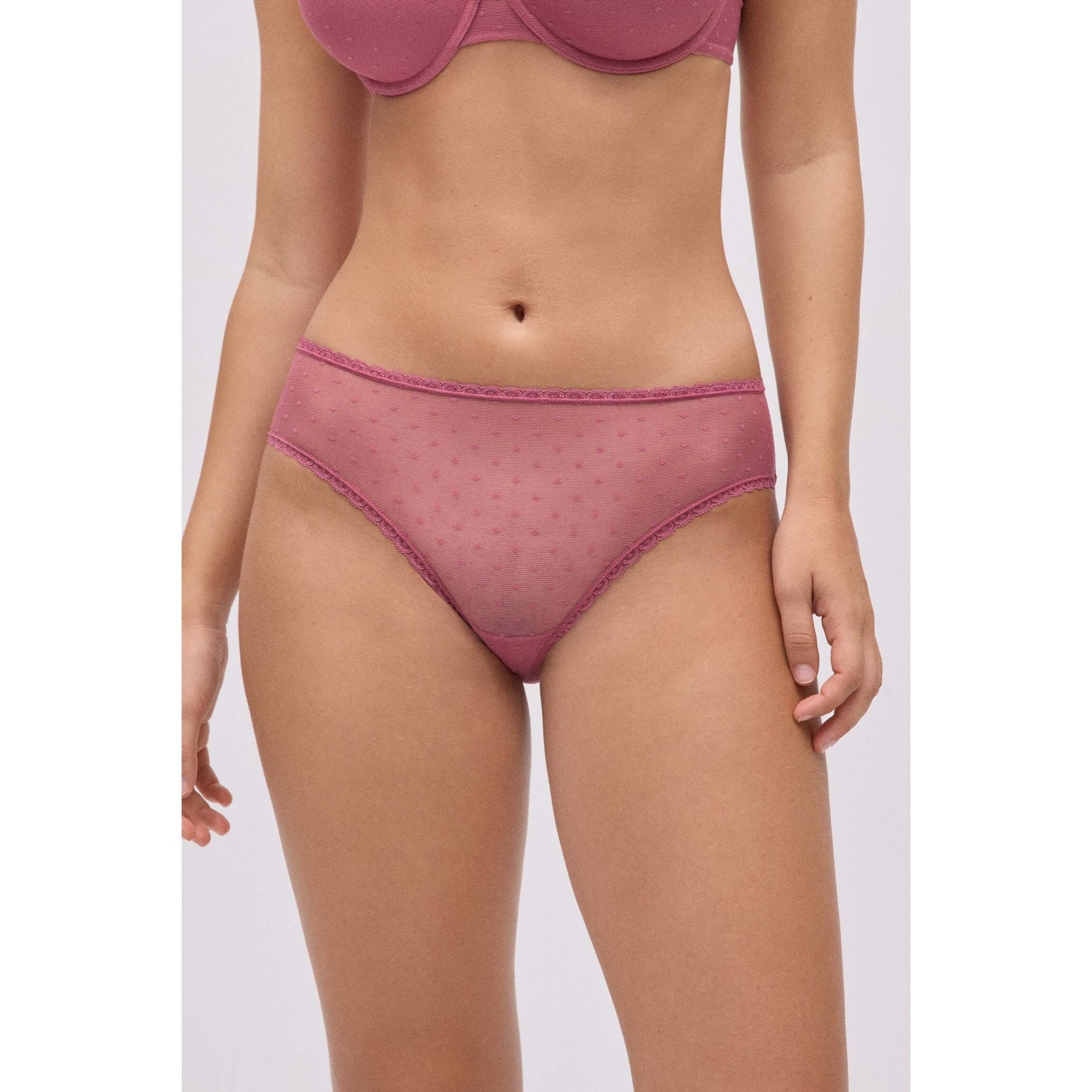 Slip midi in plumetis rosa