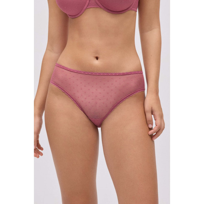 Slip midi in plumetis rosa