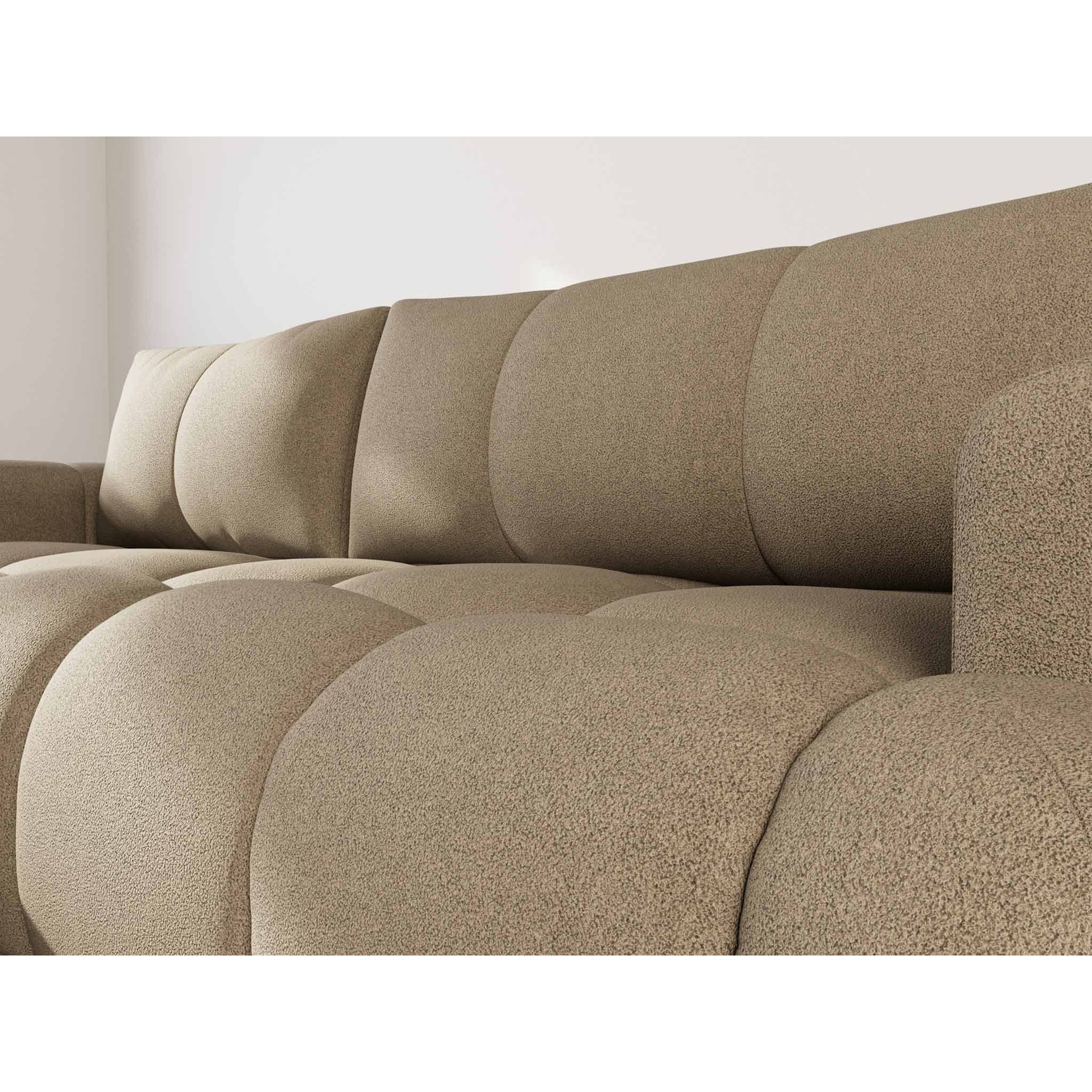 Yulin - Canapé d'angle gauche 4 places convertible avec coffre en tissu bouclette - Marron