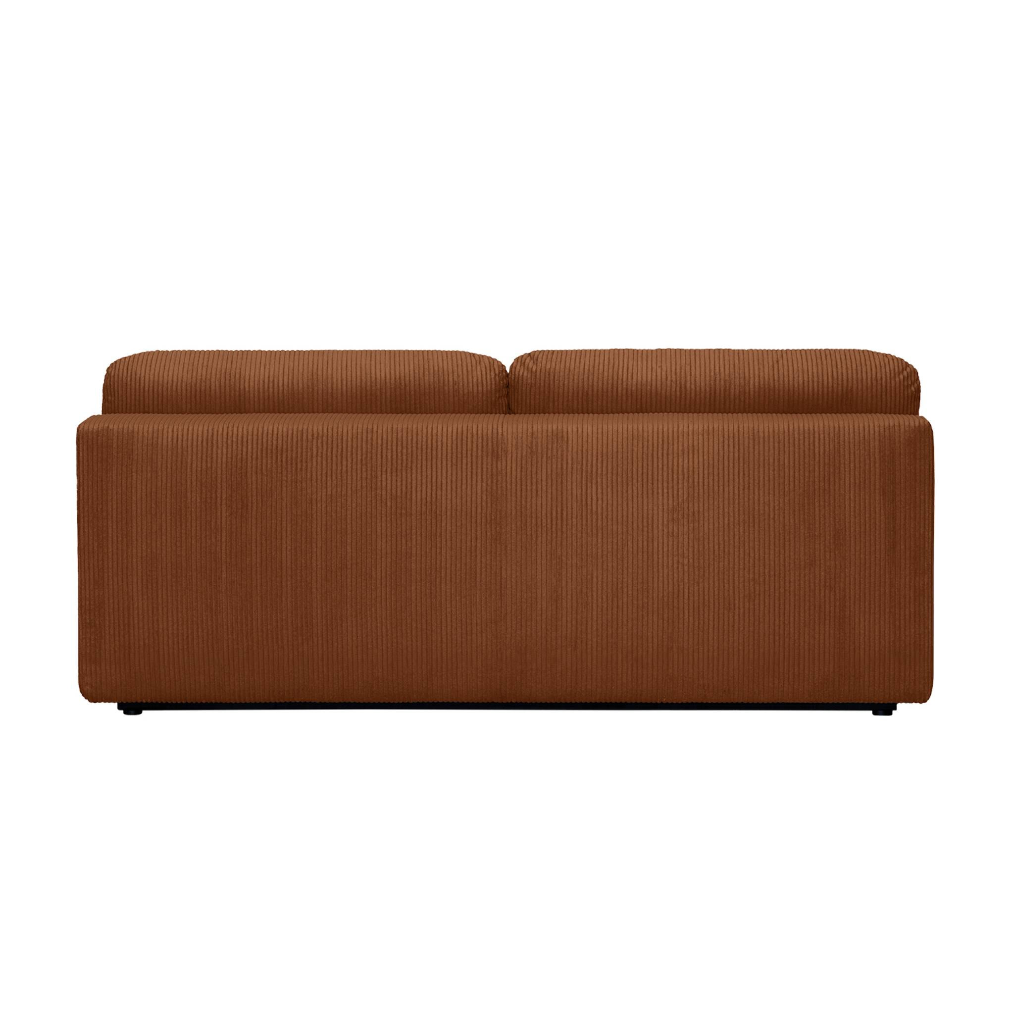 Banquette convertible 3 places velours côtelé camel avec coffre de rangement - L 192 x P 100 x H 81cm -Nelson