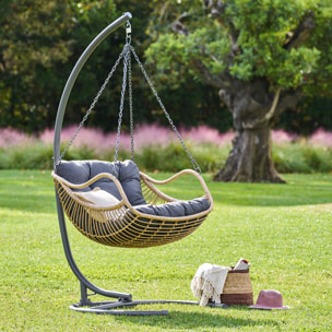 Fauteuil œuf suspendu "Gibraltar" ardoise en acier traité en epoxy