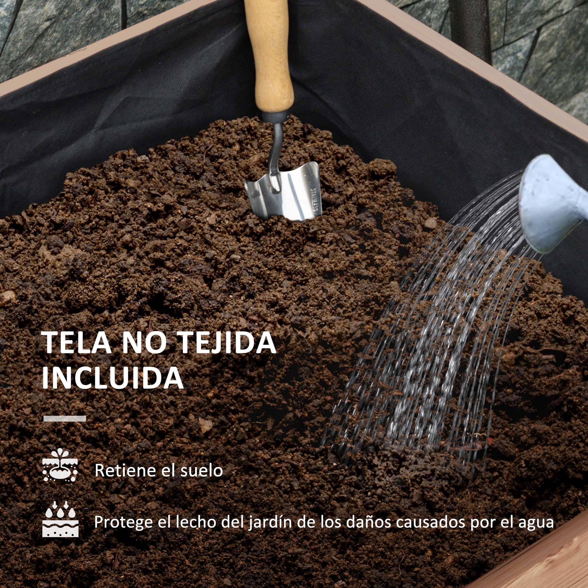 Outsunny Mesa de Cultivo con Ruedas Huerto Urbano Elevado con Enrejado Orificios de Drenaje para Plantas Trepadoras Flores Jardinera de Madera 110x49x190 cm Marrón