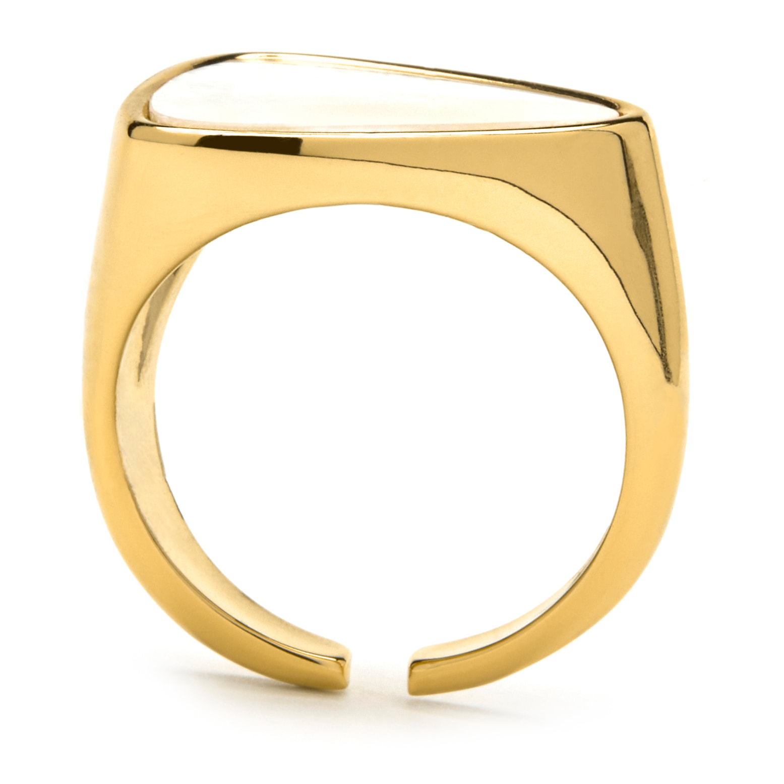 Anillo con Madreperla Blanca acabado oro 18k