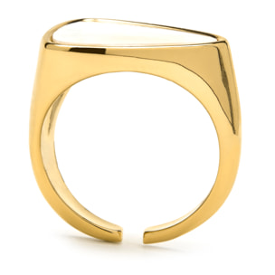 Anillo con Madreperla Blanca acabado oro 18k