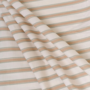 Juego de sábanas de algodón raya sit beige/verde