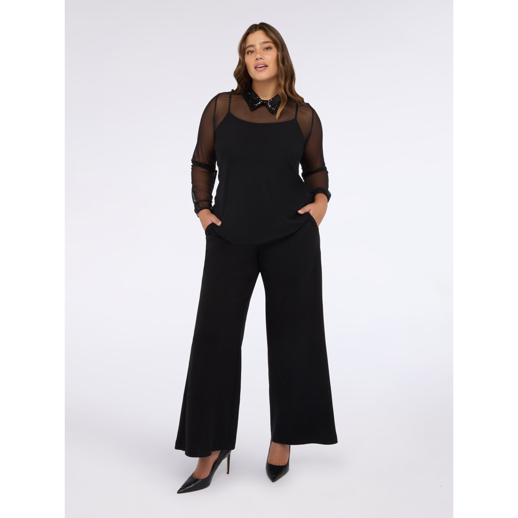 Fiorella Rubino - T-shirt in tulle trasparente - Nero