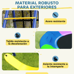 Columpios para Niños de +3 Años 6 en 1 Columpios Jardín Exterior con Columpio Nido Cuerda con Disco Red para Escalar Escalera y Aro de Baloncesto Multicolor