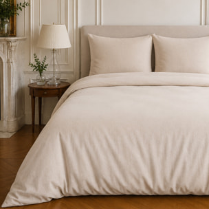 Parure housse de couette coton/lin unie naturel, HAVEN