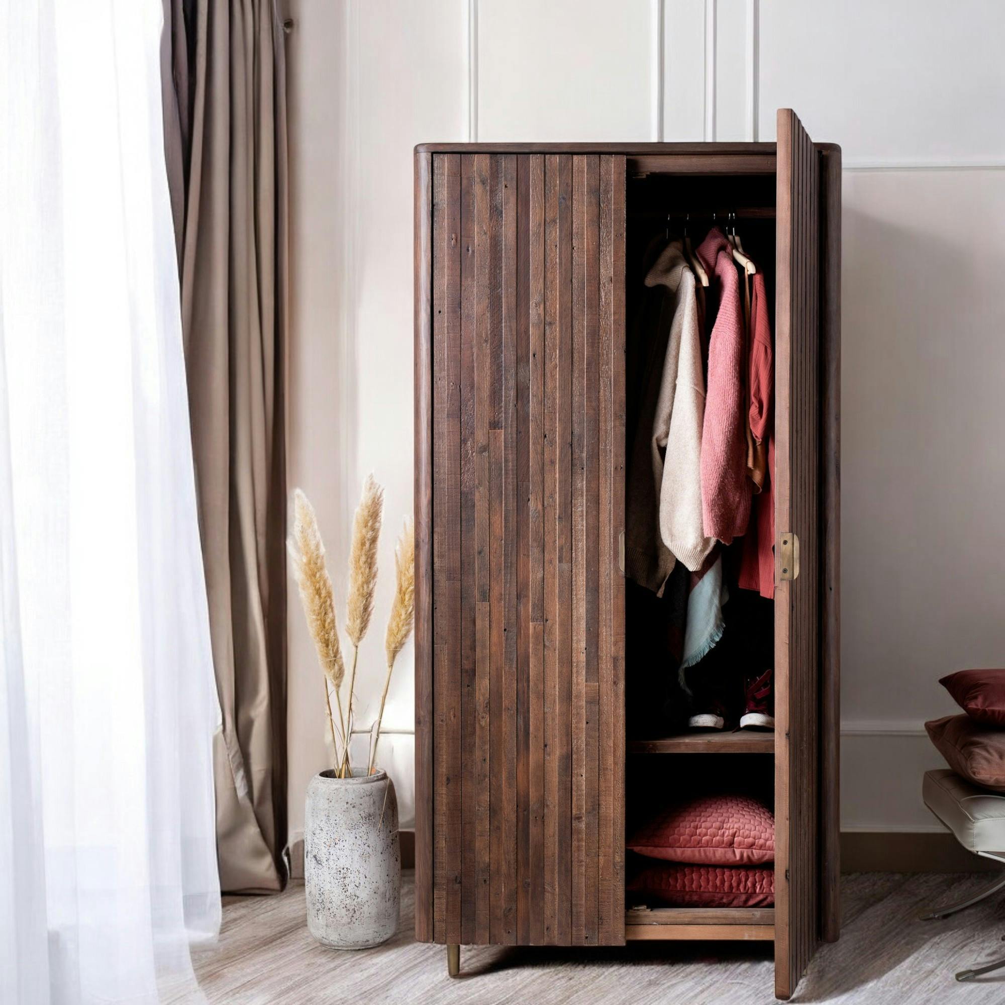 Armoire penderie en bois recyclé brun QUEENSTOWN